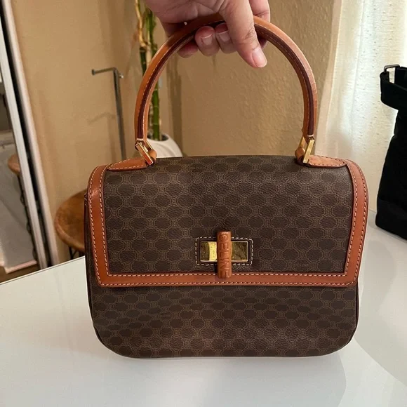 CELINE BROWN MACADAM PVC LEATHER HANDBAG - Picture 16 of 16